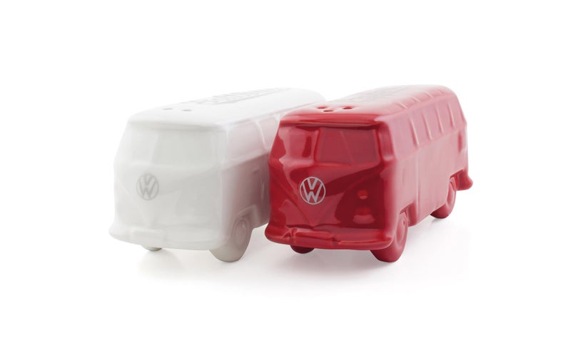 BRISA VW Collection - Volkswagen Salt & Pepper Shakers in Ceramic with T1 Bus Design 2-piece set (Classic Bus/White & Red) - Image 1